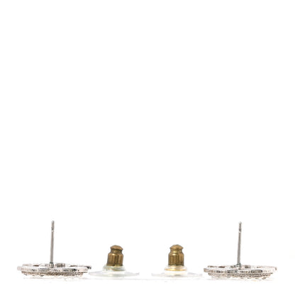 Chanel Crystal Timeless CC Earrings Silver 3 of 5
