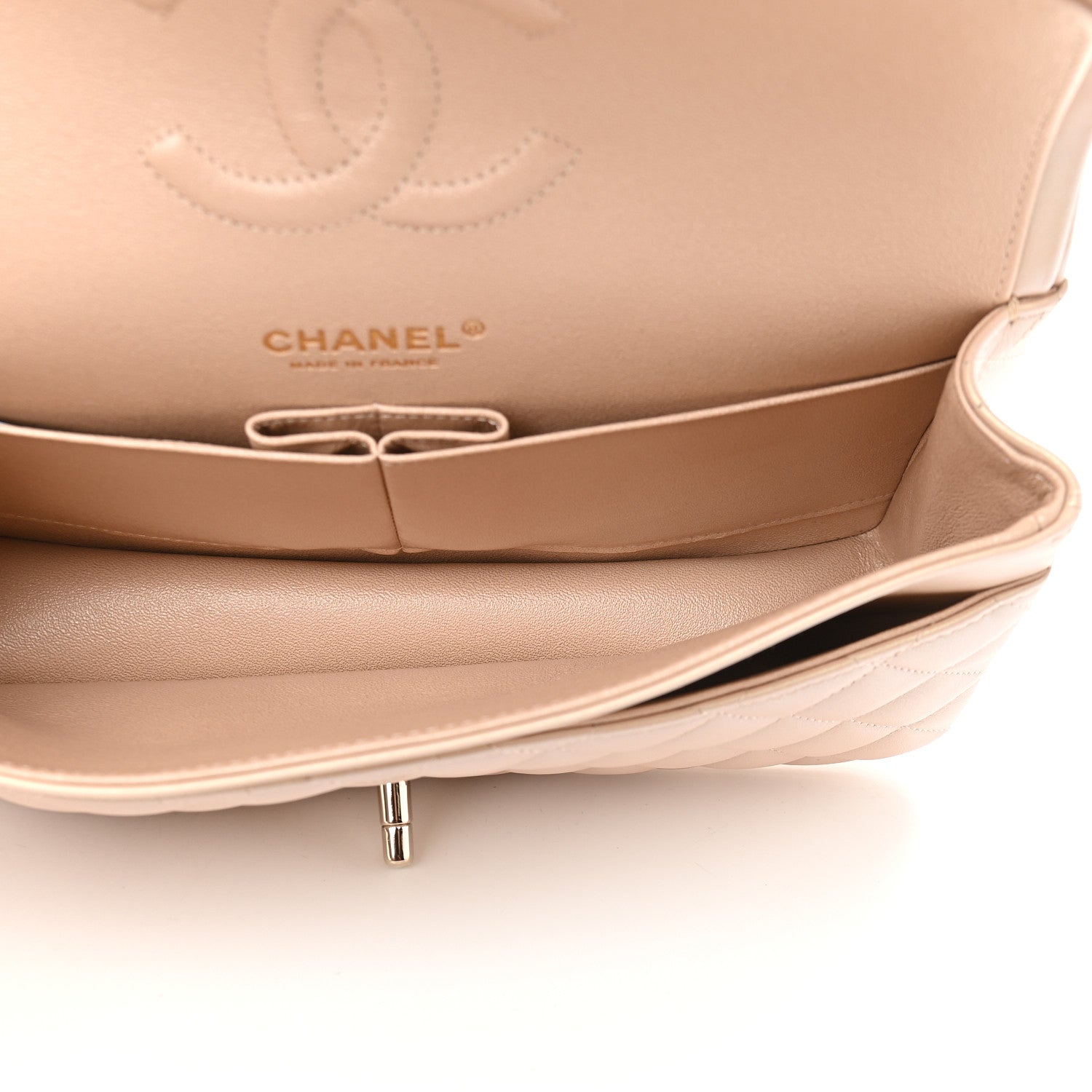 Chanel Iridescent Calfskin Quilted Medium Double Flap Dark Beige 4 of 8