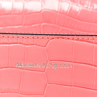 Alexander McQueen Shiny Crocodile Embossed Jeweled Satchel Pink 6 of 9