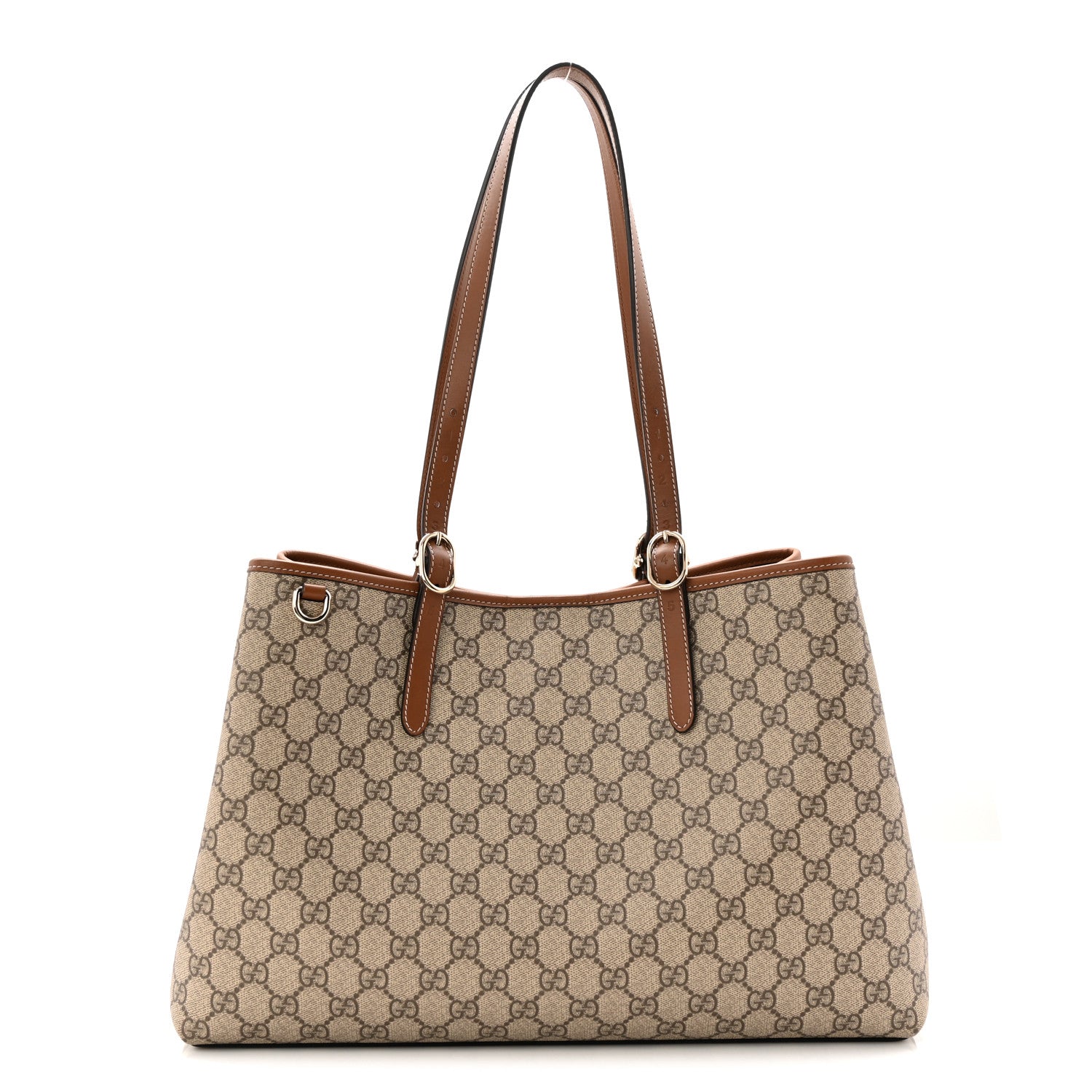Gucci GG Supreme Monogram Emblem Large Tote Bag Beige Dark Brown 1 of 9