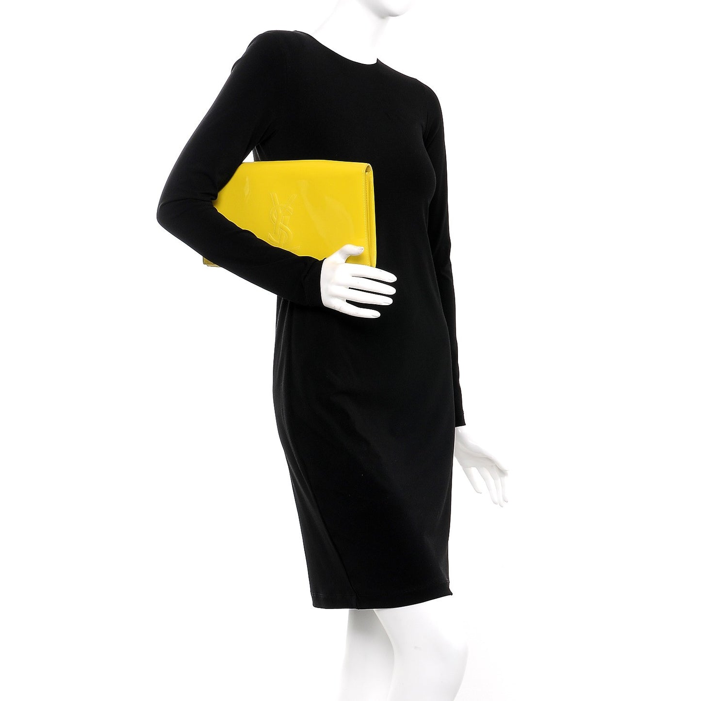 Patent Calfskin Monogram Large Belle De Jour Clutch Yellow