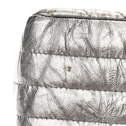 Chanel Metallic Patent Crumpled Calfskin Chevron Quilted Mini Square Flap Silver 15 of 16