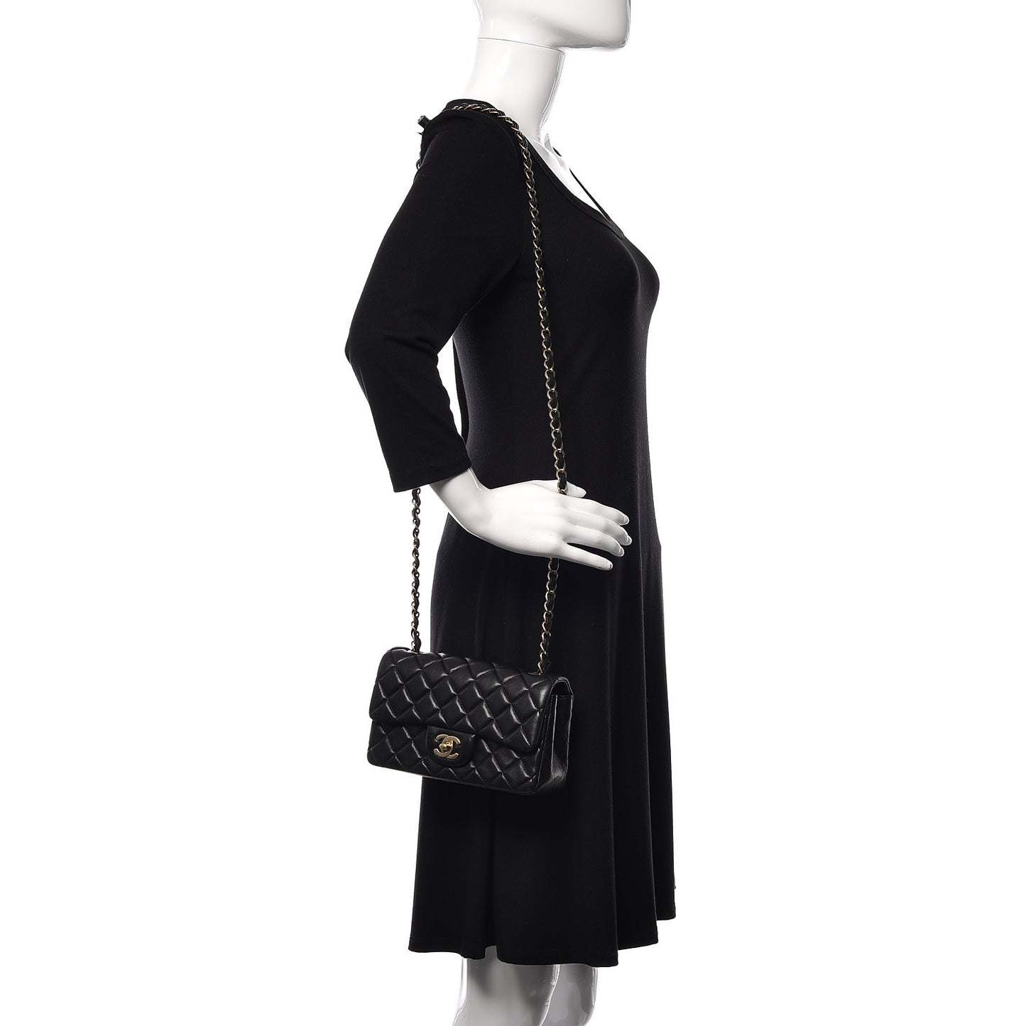 Lambskin Quilted Mini Rectangular Flap Black