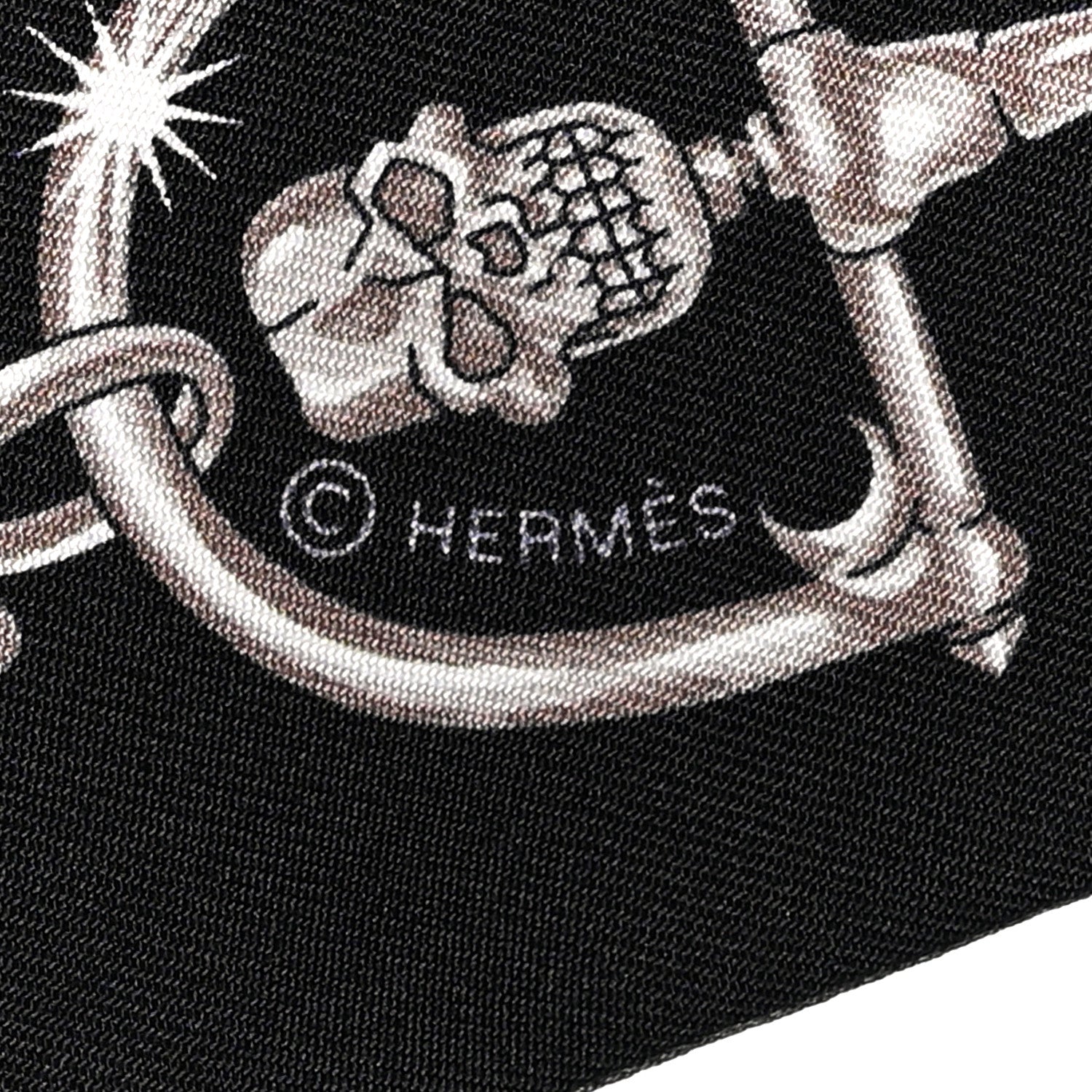 Hermes Silk C'est la Fete Twilly Kaki Fonce White Black 4 of 4