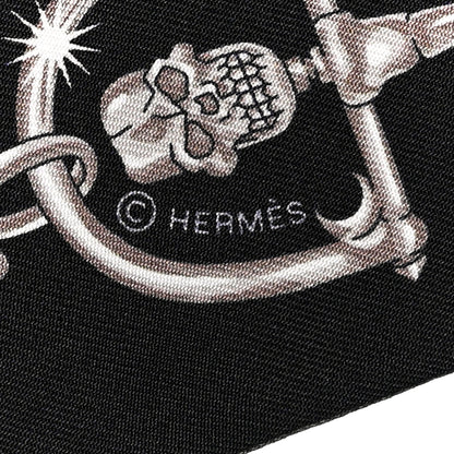 Hermes Silk C'est la Fete Twilly Kaki Fonce White Black 4 of 4