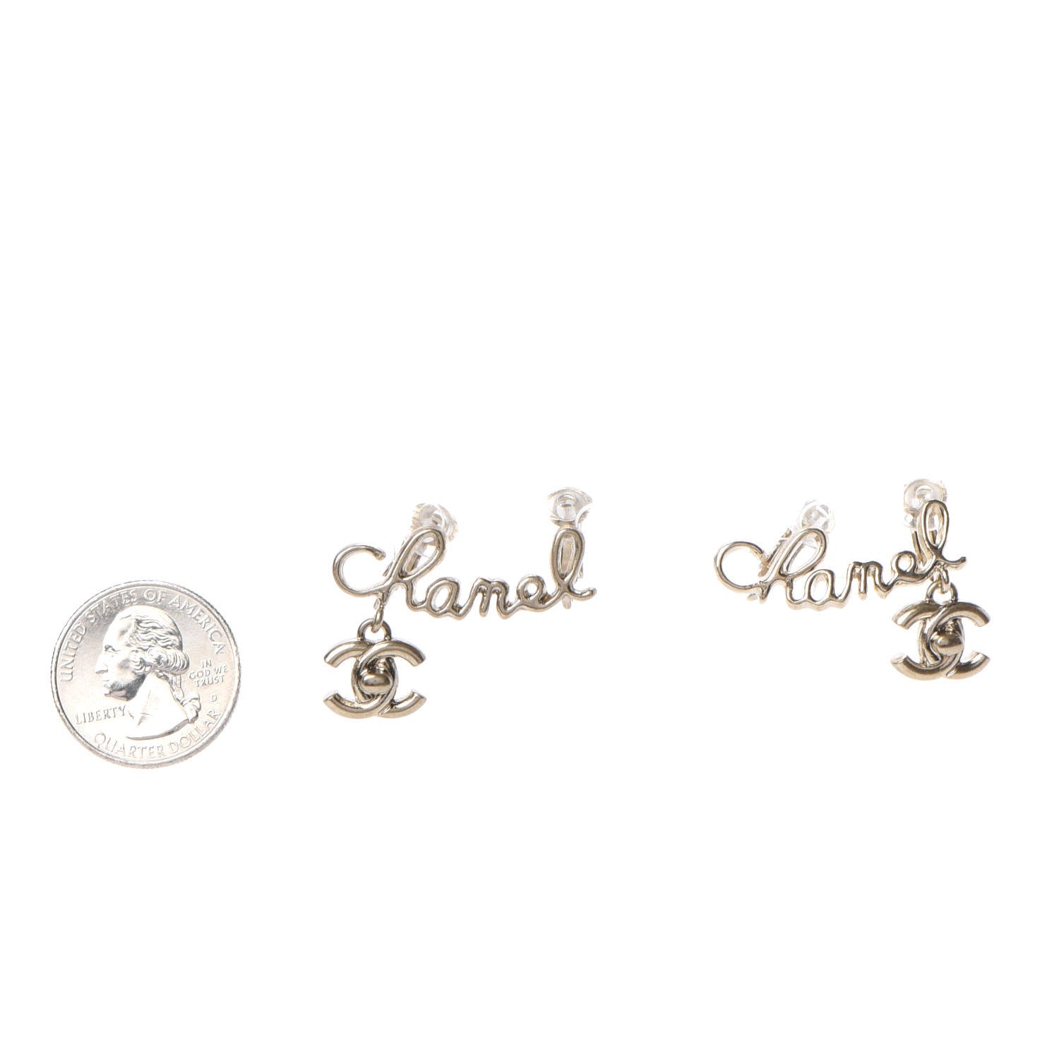 Chanel Metal Logo CC Turnlock Clip On Earrings Gold 2 of 4