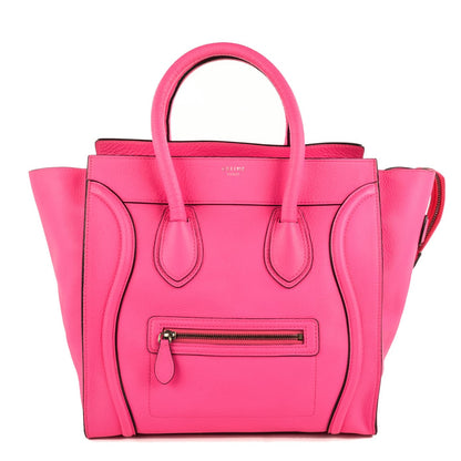Celine Drummed Calfskin Mini Luggage Fluo Pink 1 of 9