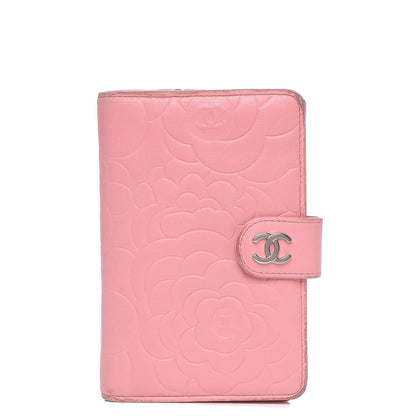 Chanel Lambskin Camellia Embossed L-Zip Pocket Wallet Pink 1 of 13