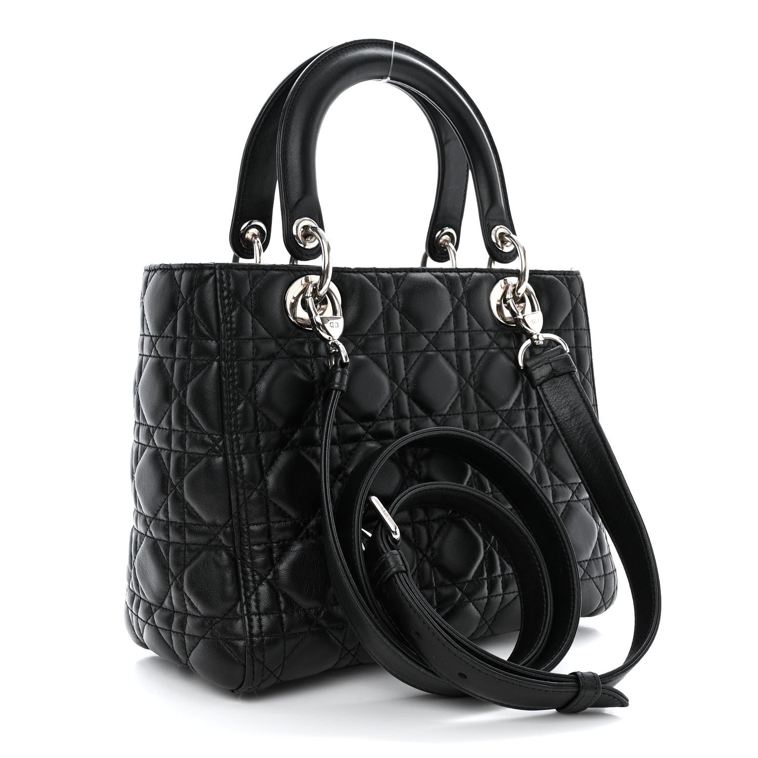 Christian Dior Lambskin Cannage Medium Lady Dior Black 3 of 13