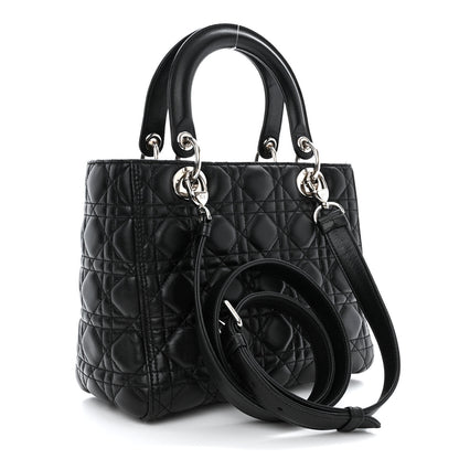 Christian Dior Lambskin Cannage Medium Lady Dior Black 3 of 13