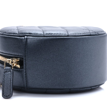 Chanel Iridescent Lambskin Quilted Pearl Round Clutch With Chain Black 8 of 9