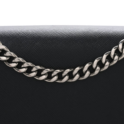 Prada Saffiano Tessuto Nylon Chain Shoulder Bag Black 8 of 10