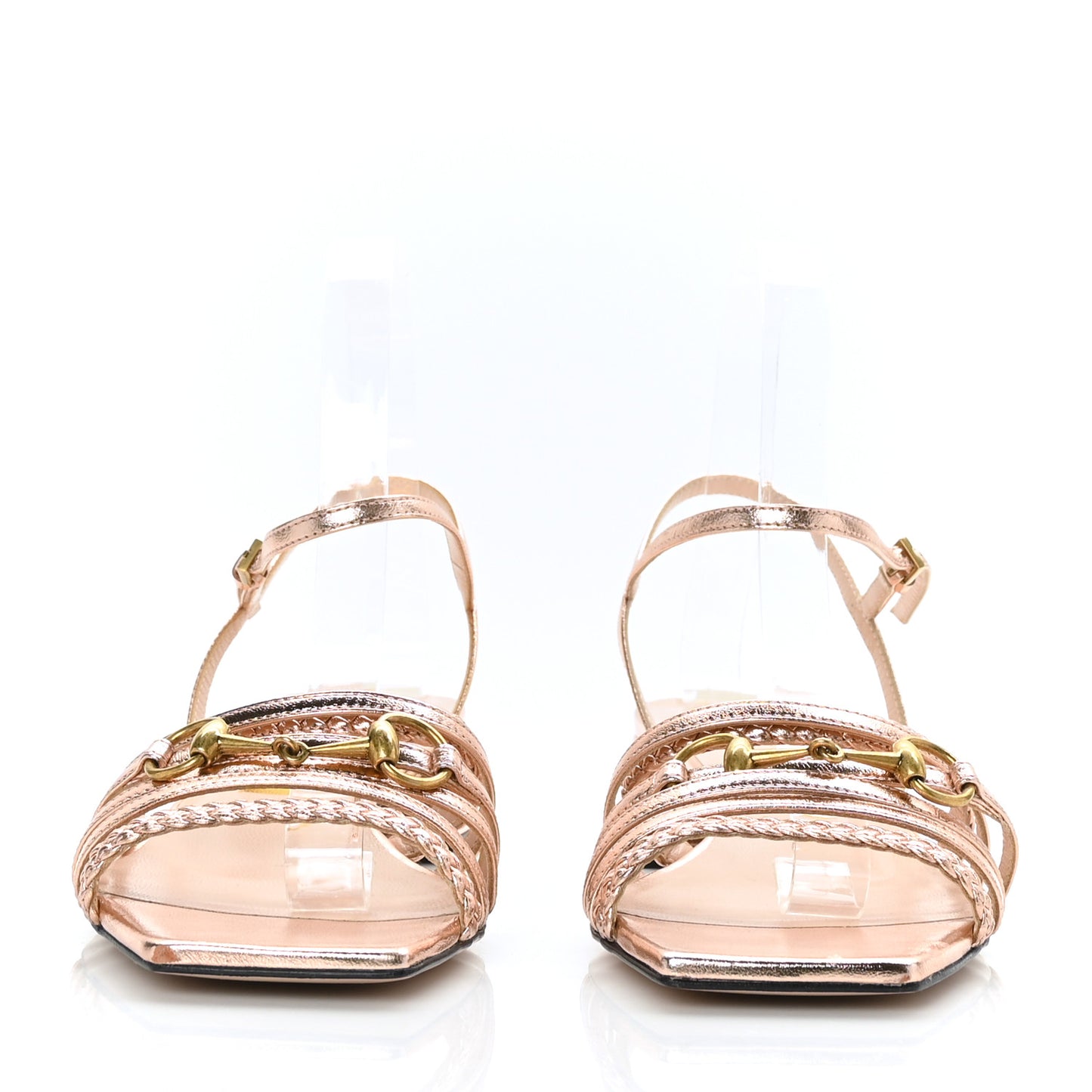Metallic Nappa Braided Ketty Horsebit Sandals 38 Salmone