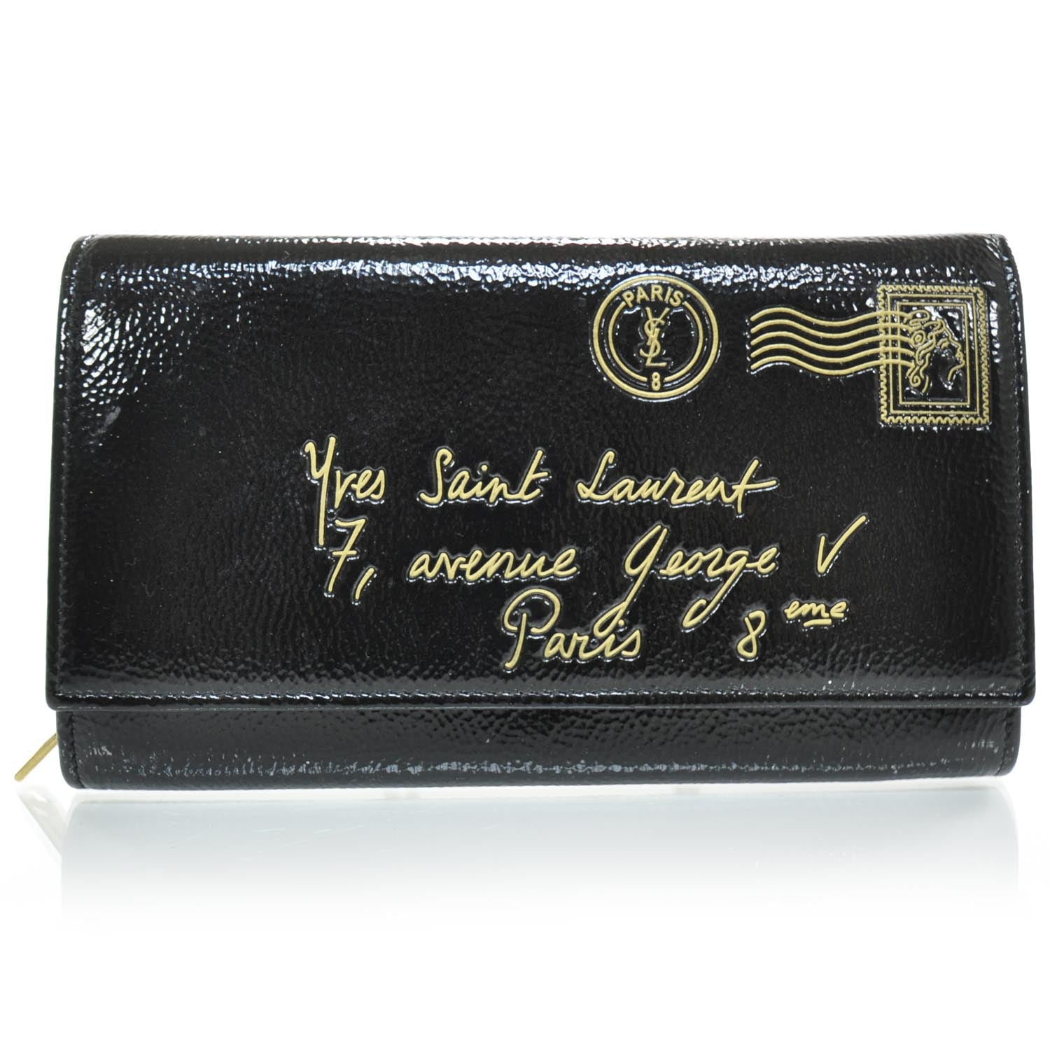 Saint Laurent Patent Y-Mail Wallet Black 1 of 8