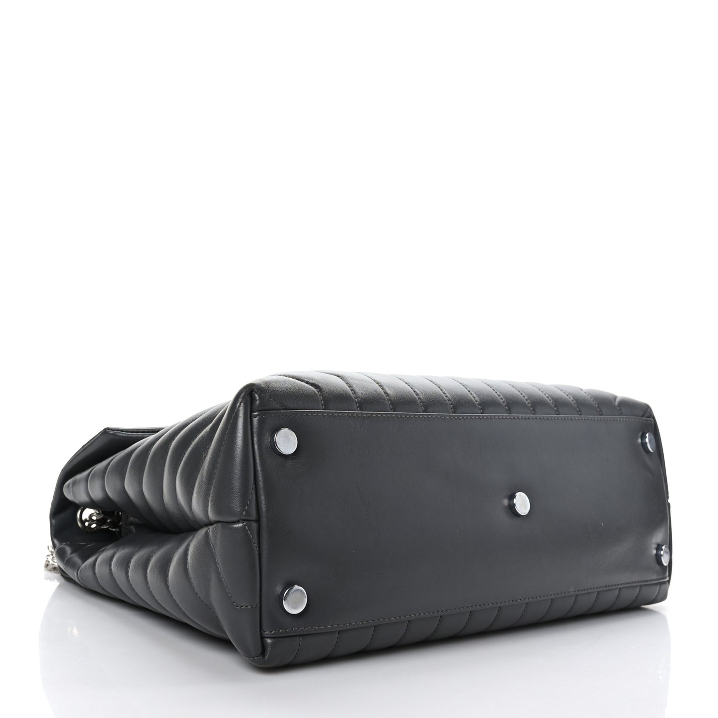 Calfskin Y Quilted Monogram Large Loulou Chain Satchel Asphalt