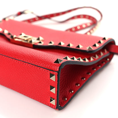 Valentino Garavani Pebbled Calfskin Medium Rockstud Flip Lock Crossbody Bag Rouge Pur 8 of 8