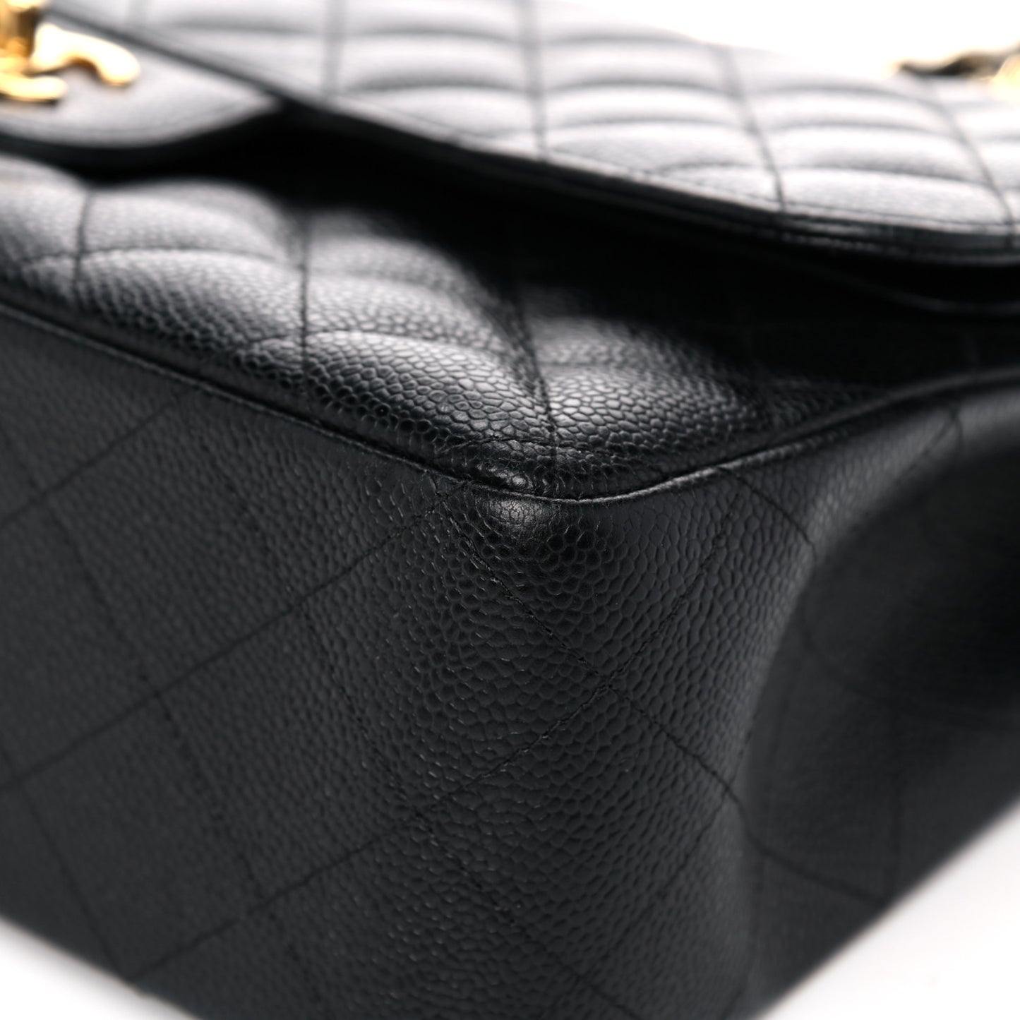 Caviar Quilted Jumbo Double Flap Black