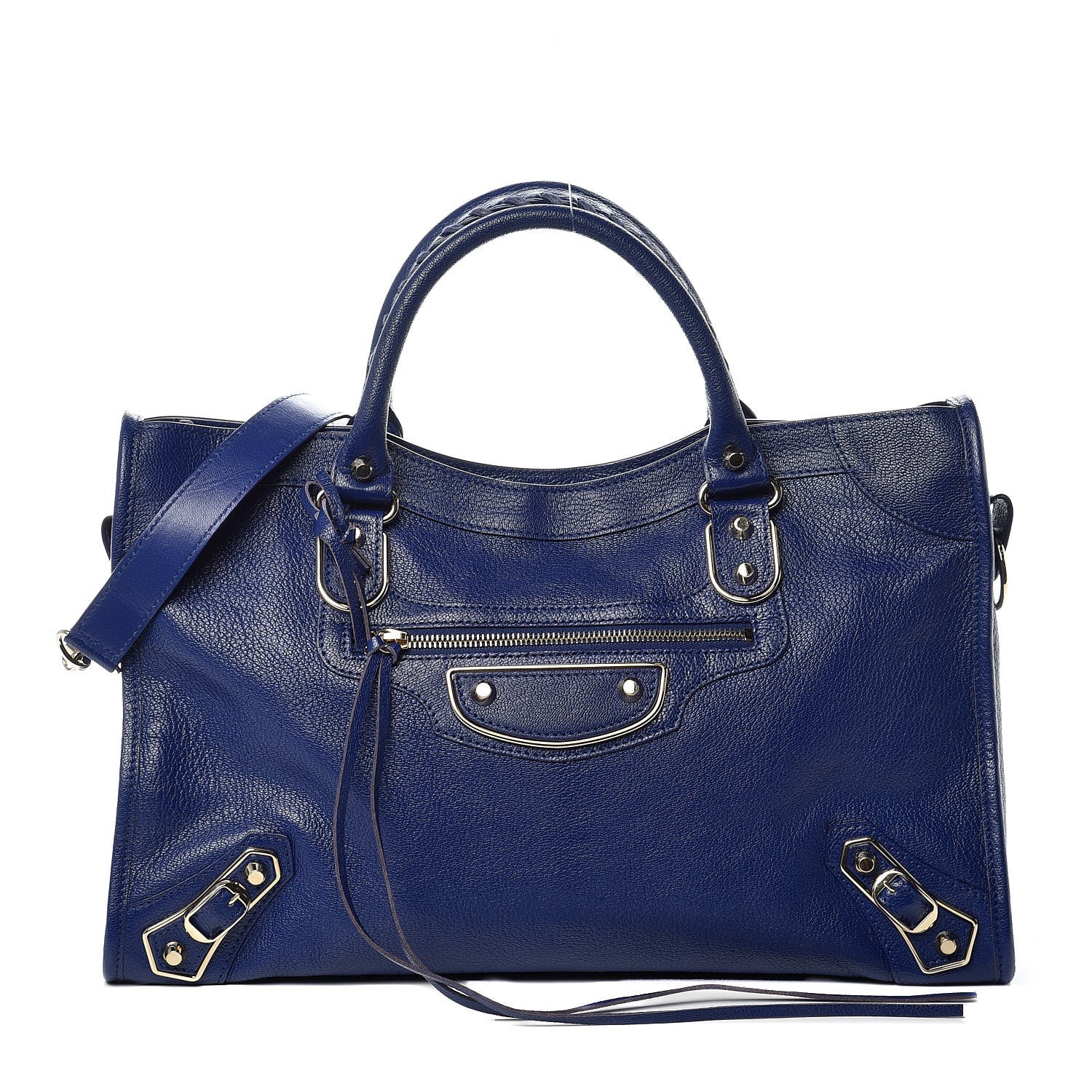 Balenciaga Chevre Gold Metallic Edge Hardware City Bleu Roi 1 of 9
