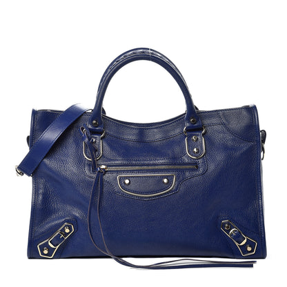 Balenciaga Chevre Gold Metallic Edge Hardware City Bleu Roi 1 of 9