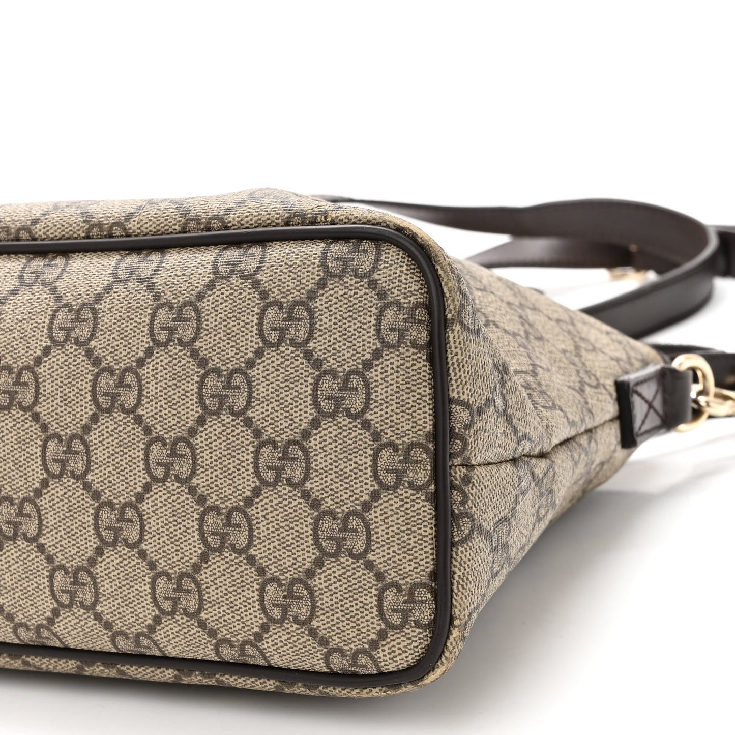 GG Supreme Monogram Small Zippered Tote Dark Brown