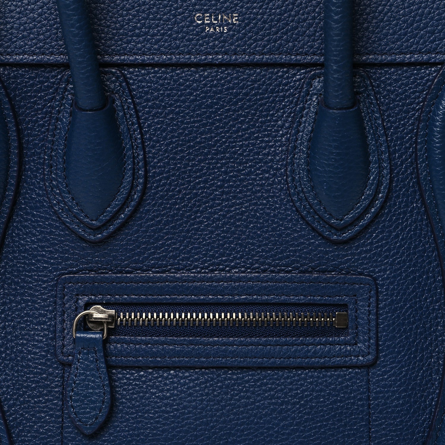 Celine Drummed Calfskin Nano Luggage Indigo 8 of 12