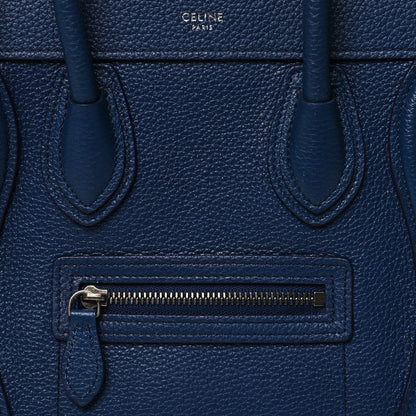 Celine Drummed Calfskin Nano Luggage Indigo 8 of 12