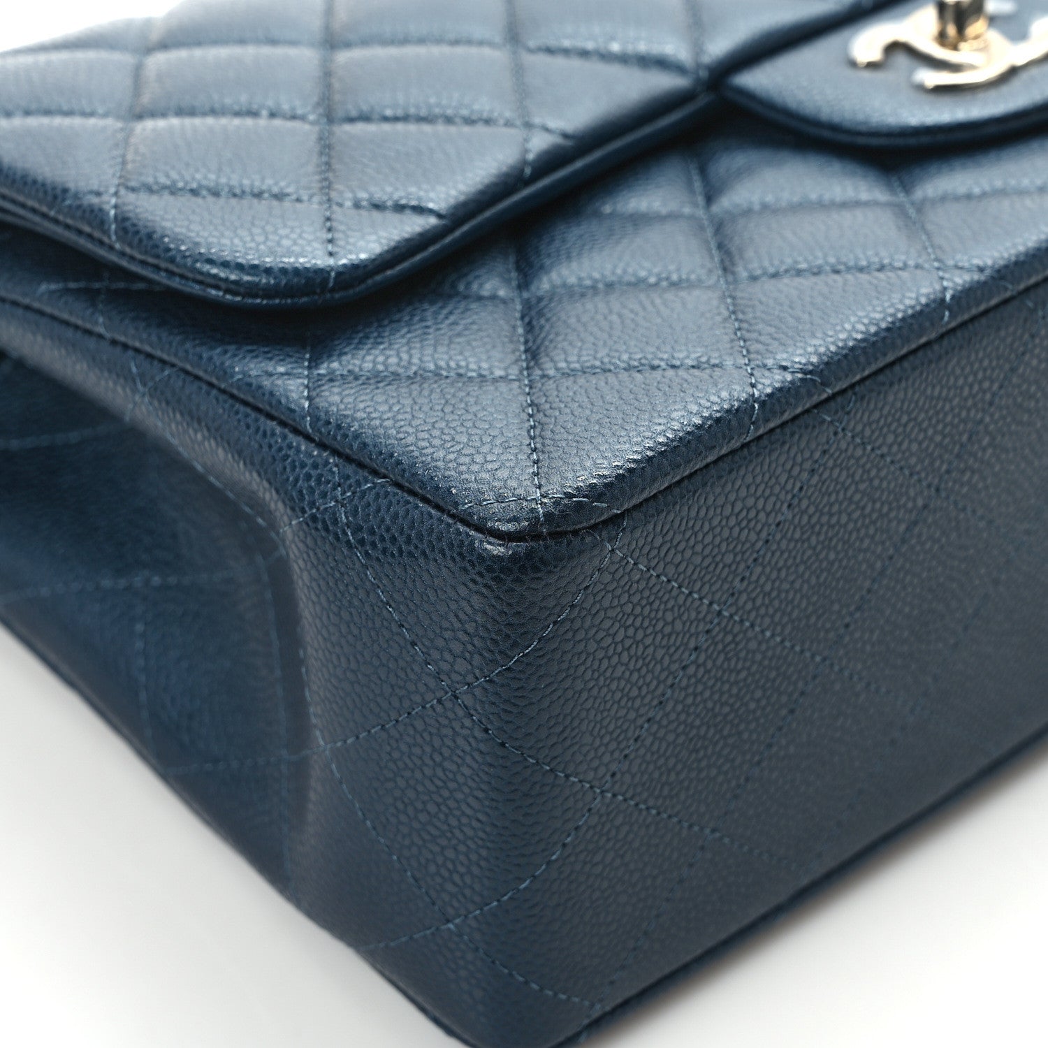 Chanel Caviar Quilted Jumbo Double Flap Dark Blue 11 of 12