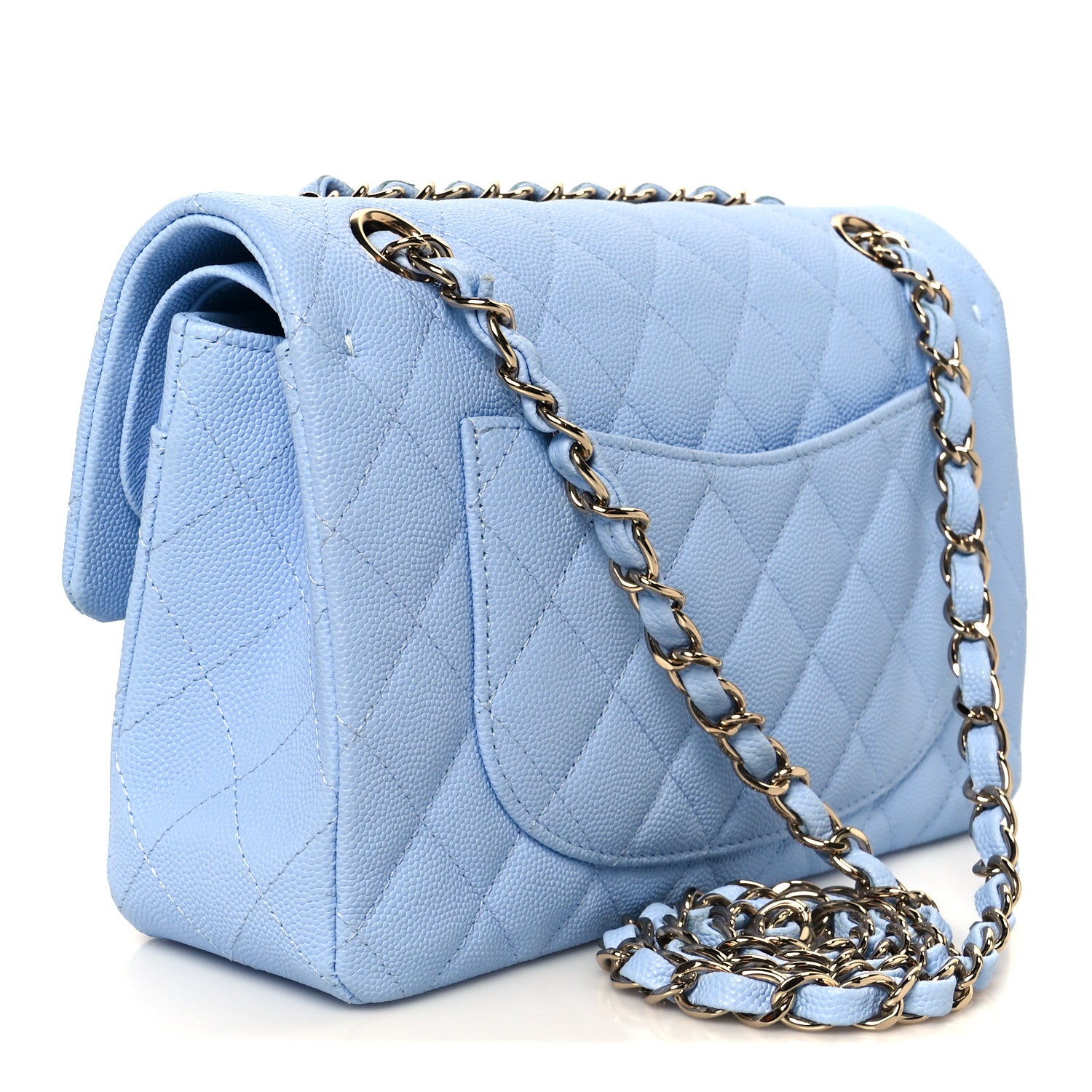 Chanel Caviar Quilted Small Double Flap Light Blue 1802813