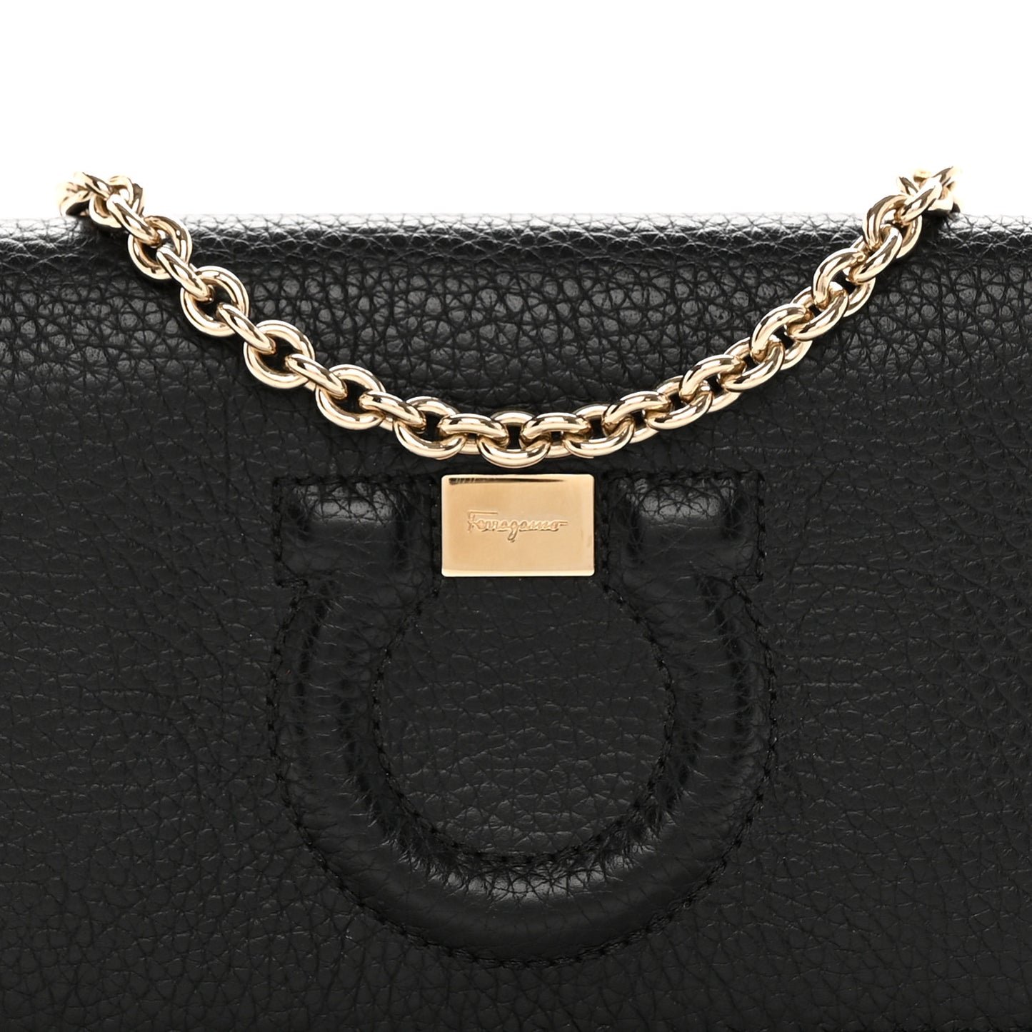 Calfskin City Wallet On Chain Black