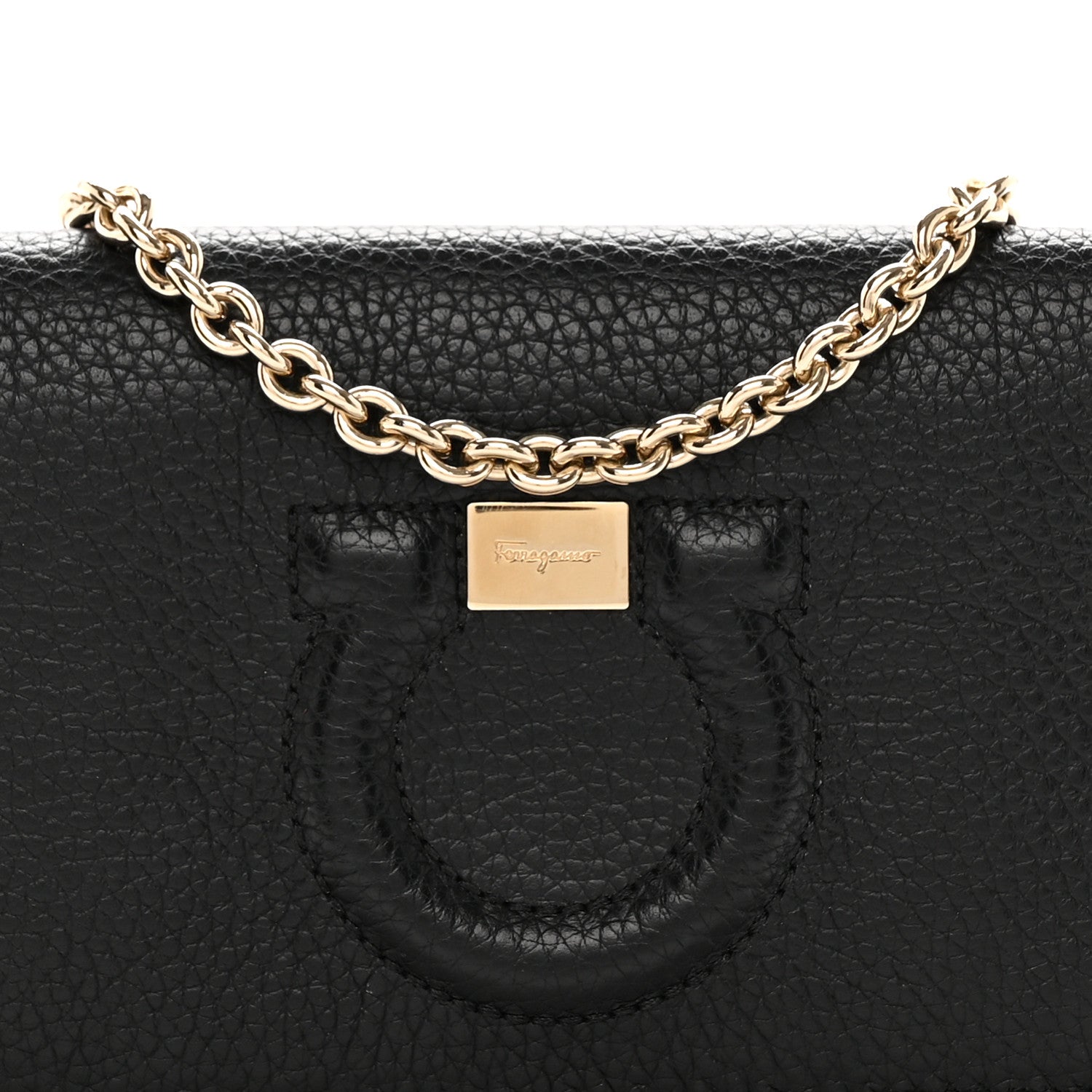 Salvatore Ferragamo Calfskin City Wallet On Chain Black 8 of 13
