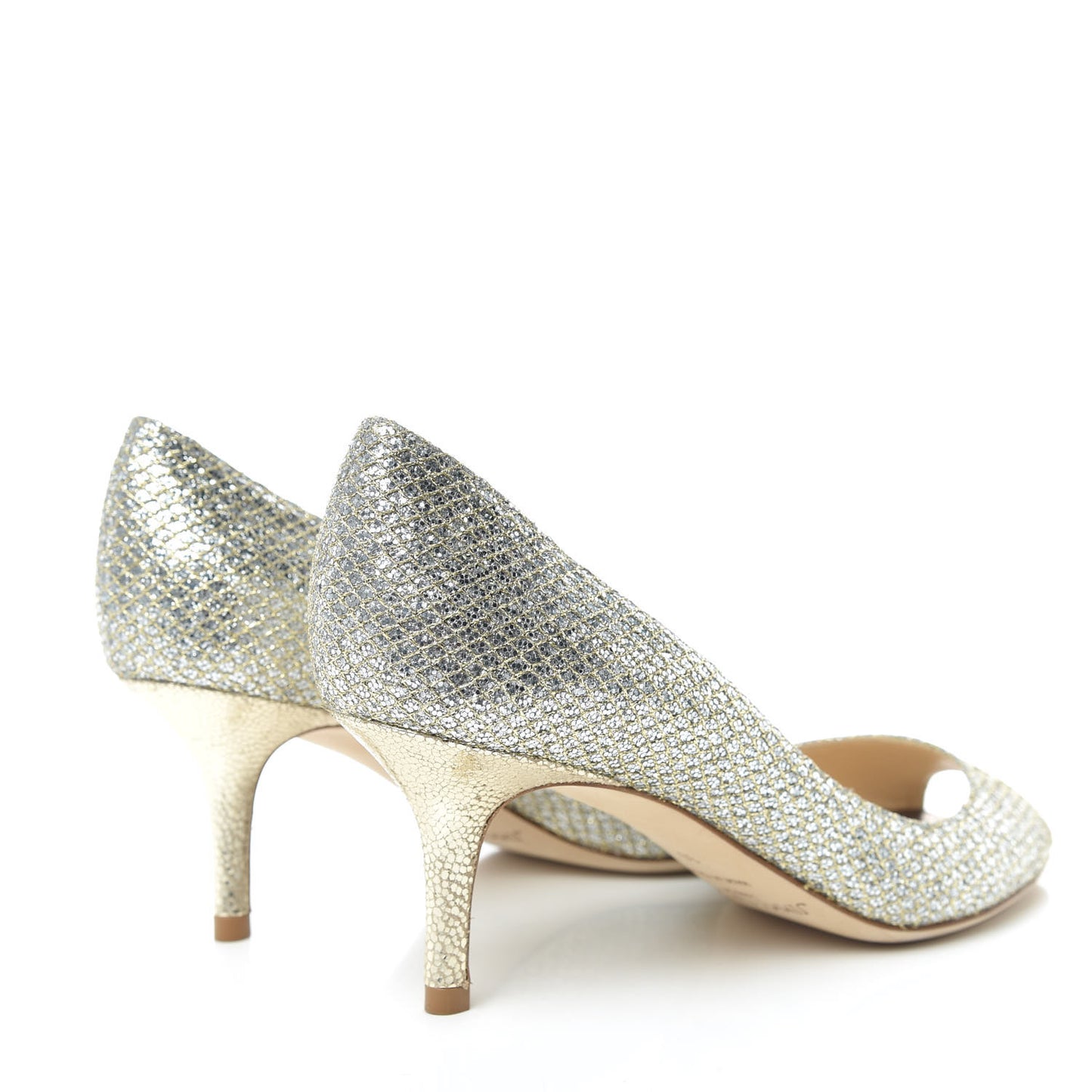 Glitter Fabric Evelyn Peep Toe Pumps 36 Champagne