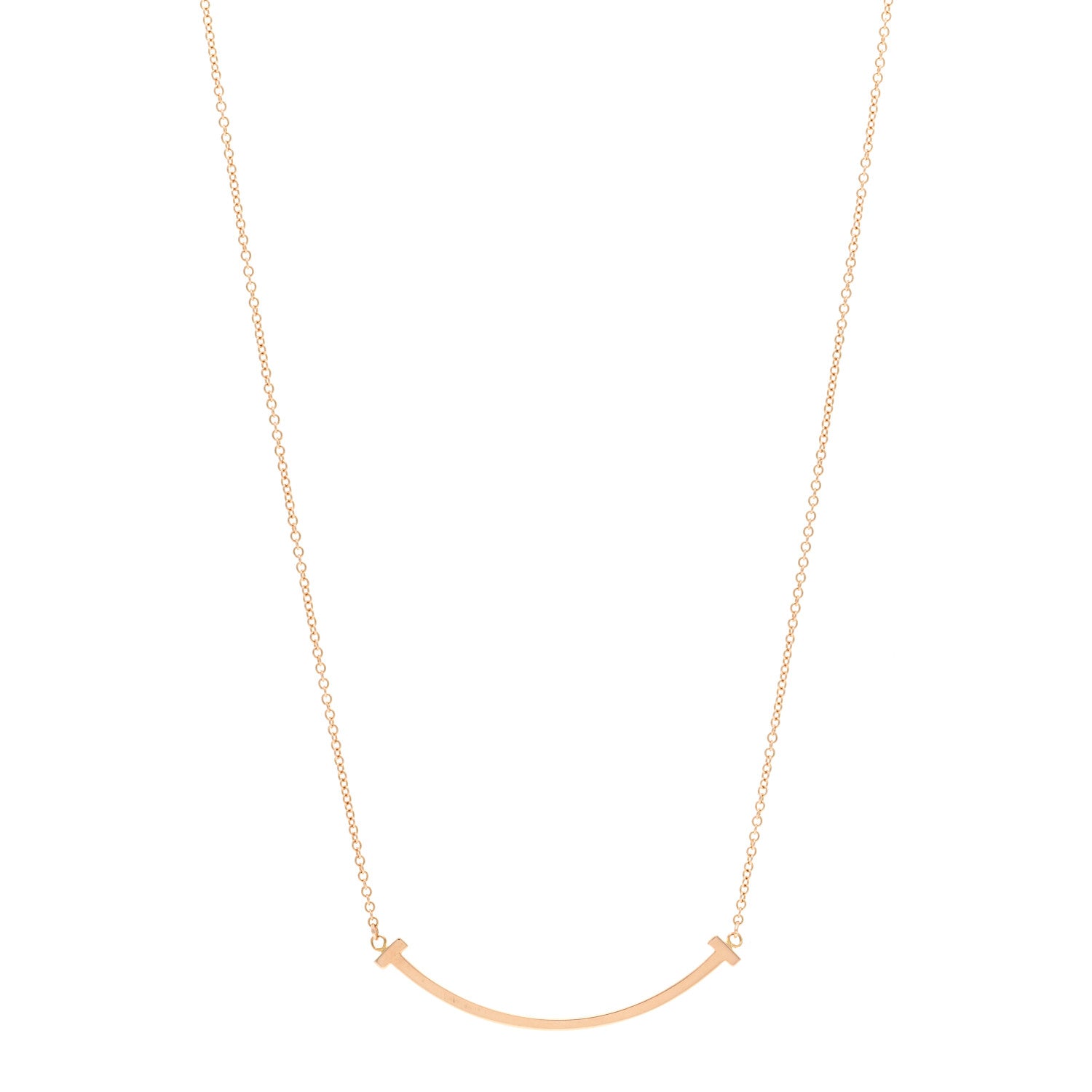 Tiffany 18K Rose Gold Small T Smile Pendant Necklace 1 of 4
