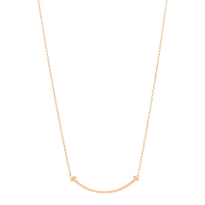 Tiffany 18K Rose Gold Small T Smile Pendant Necklace 1 of 4