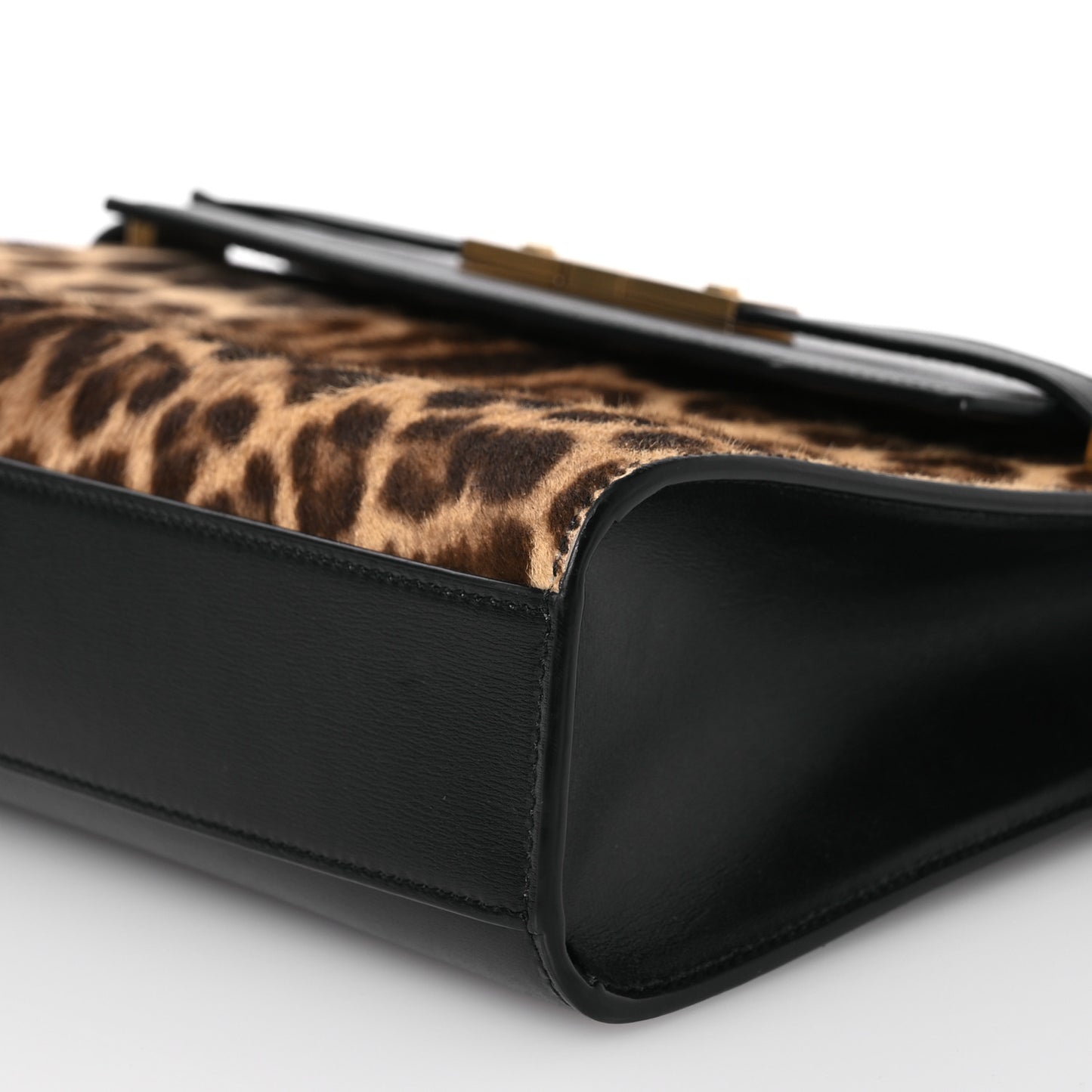 Calfskin Pony Hair Leopard Print Manhattan Baguette Black