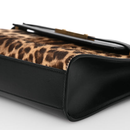 Saint Laurent Calfskin Pony Hair Leopard Print Manhattan Baguette Black 10 of 16