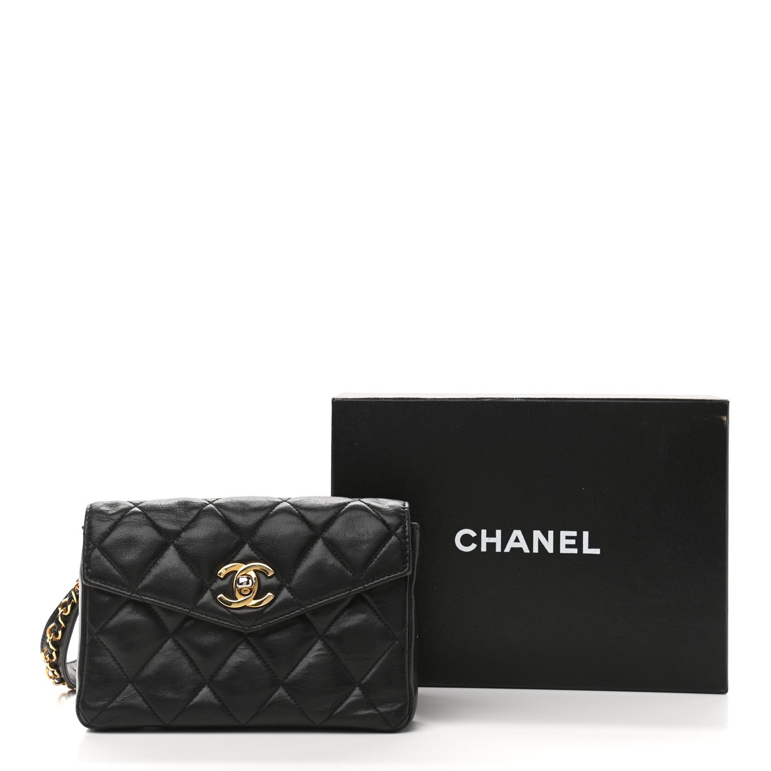 Chanel Lambskin Quilted Flap Waist Belt Bag Black 13 of 13