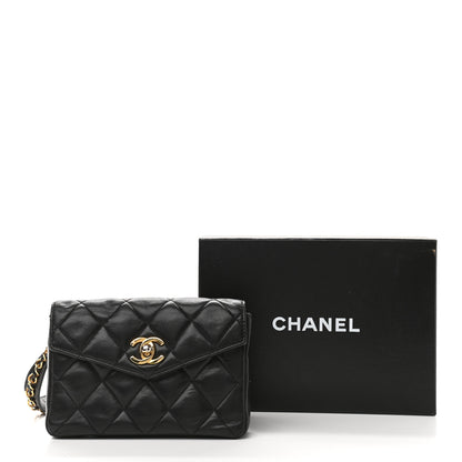 Chanel Lambskin Quilted Flap Waist Belt Bag Black 13 of 13