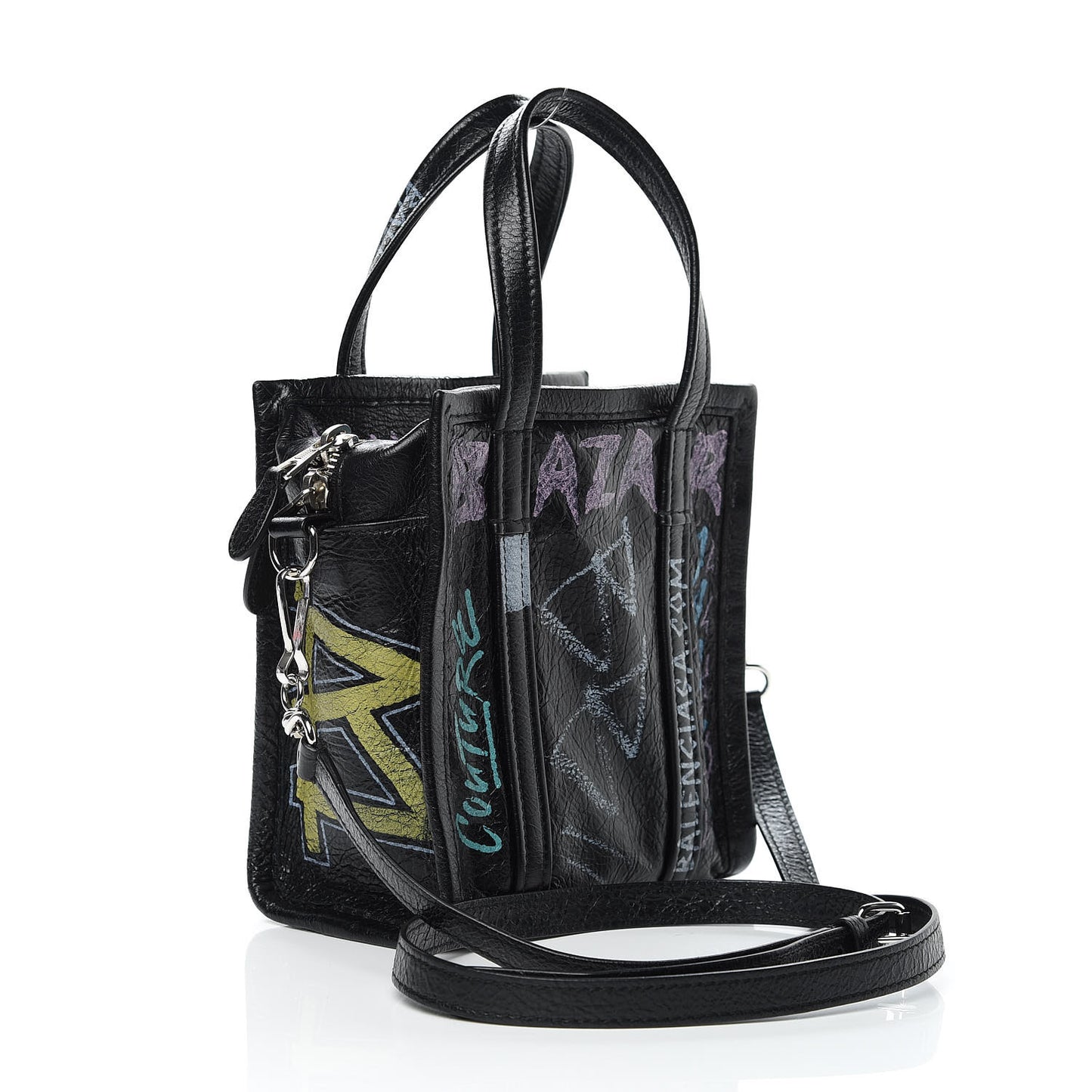 Agneau Arena Graffiti All Over XXS Bazar Shopper Tote Black Multicolor