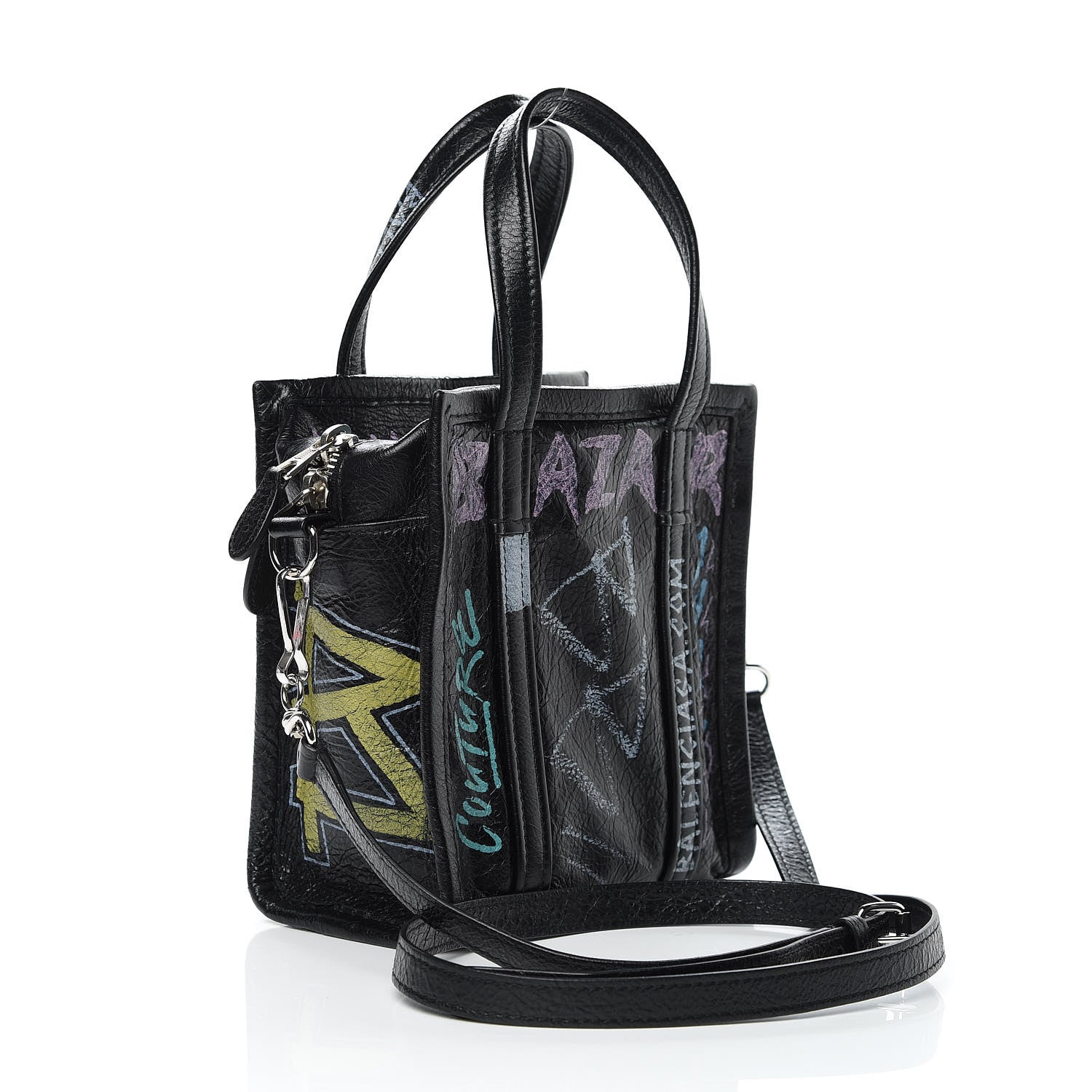Balenciaga Agneau Arena Graffiti All Over XXS Bazar Shopper Tote Black Multicolor 3 of 10