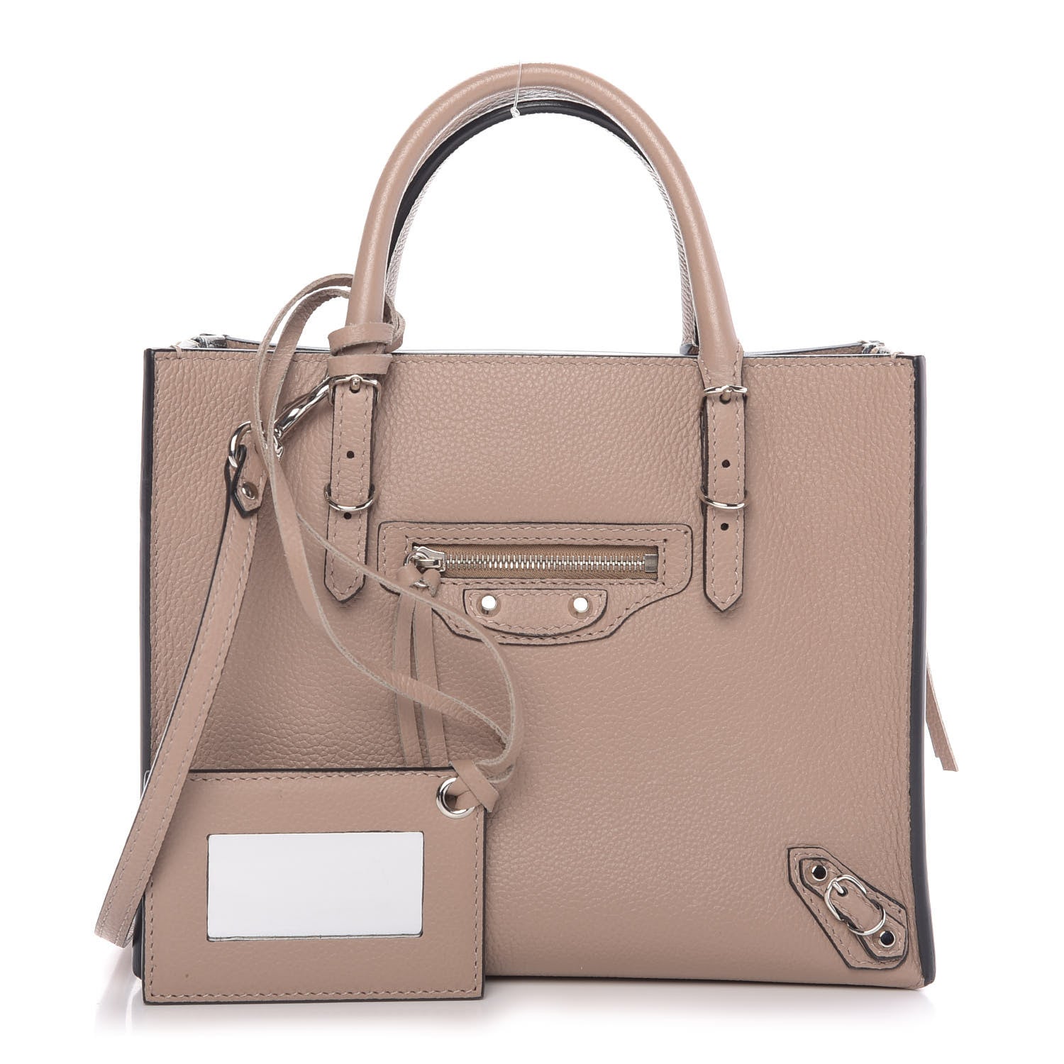 Balenciaga Grained Calfskin Papier Mini A4 Zip Around Tote Beige 1 of 10