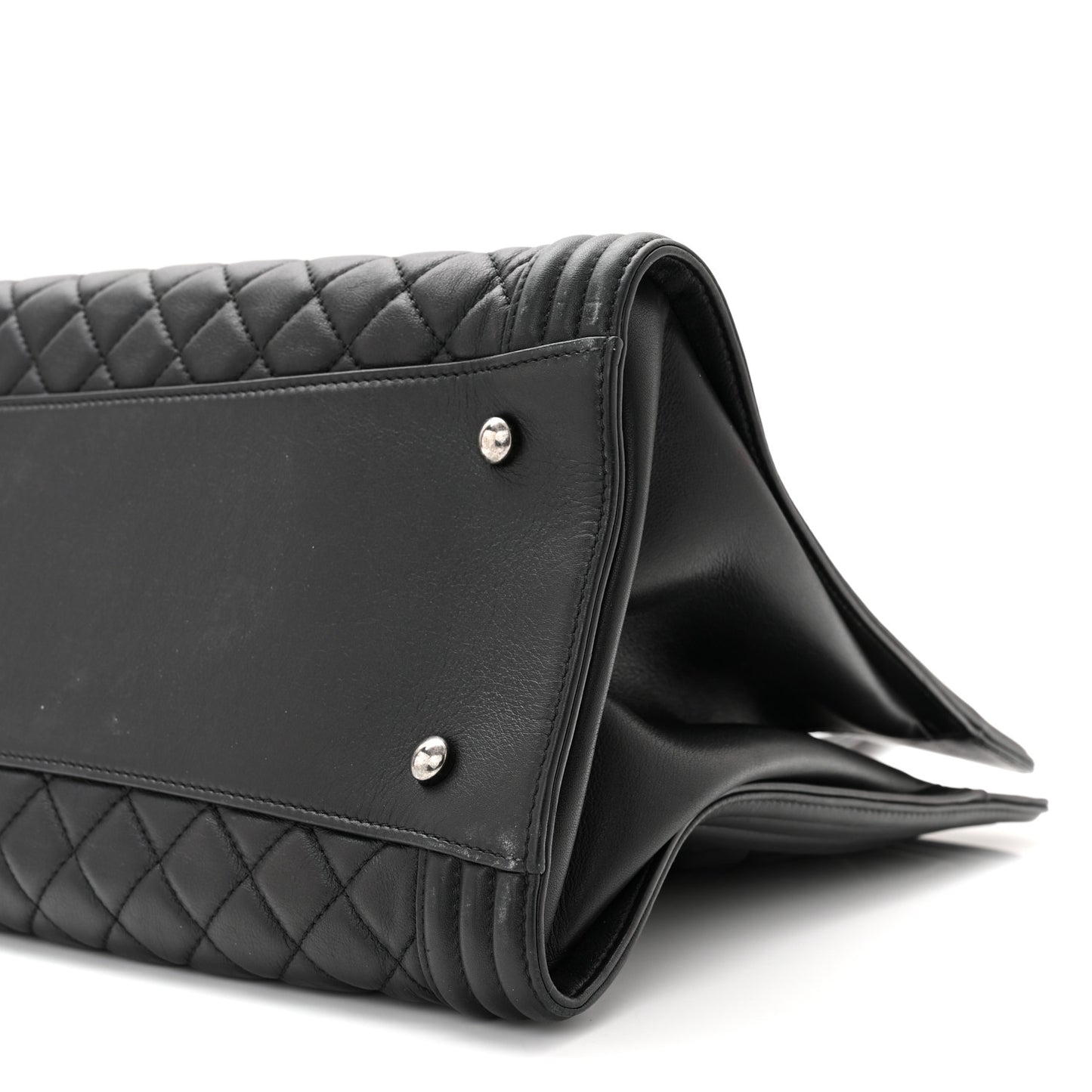 Calfskin Quilted Boy Shopping Tote Black