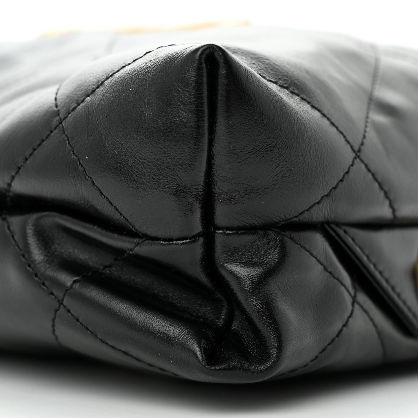 Shiny Calfskin Quilted Chanel 22 Backpack Black