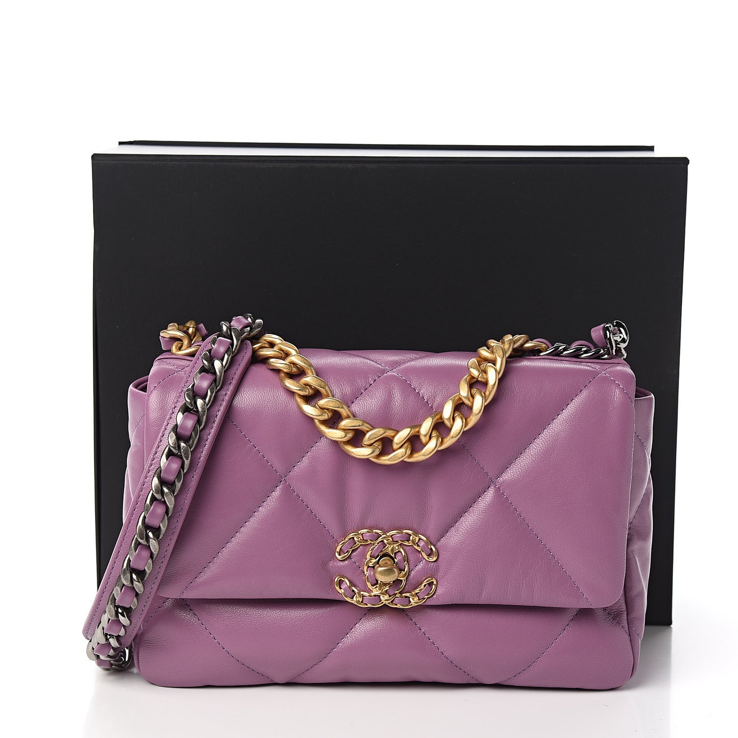 Goatskin Quilted Medium 19 Flap Violet Purple
