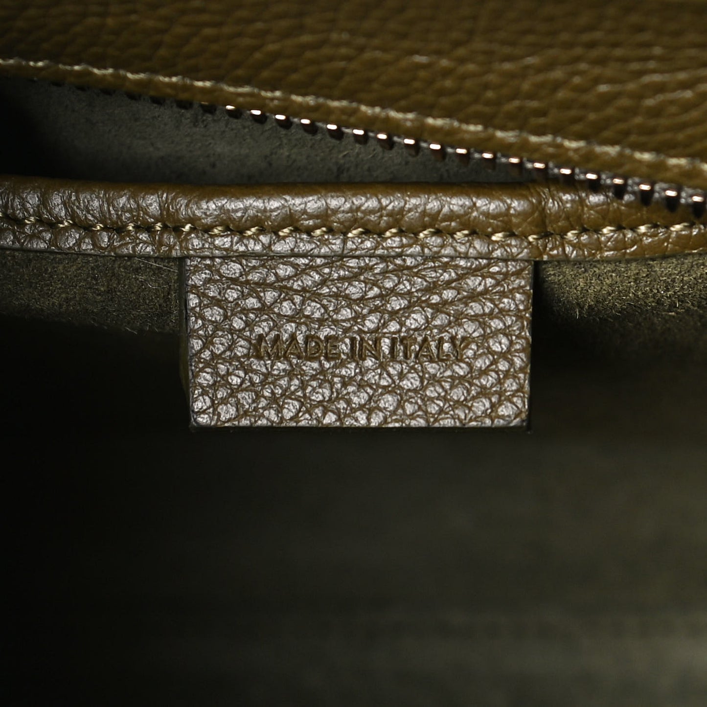 Drummed Calfskin Nano Luggage Dark Olive