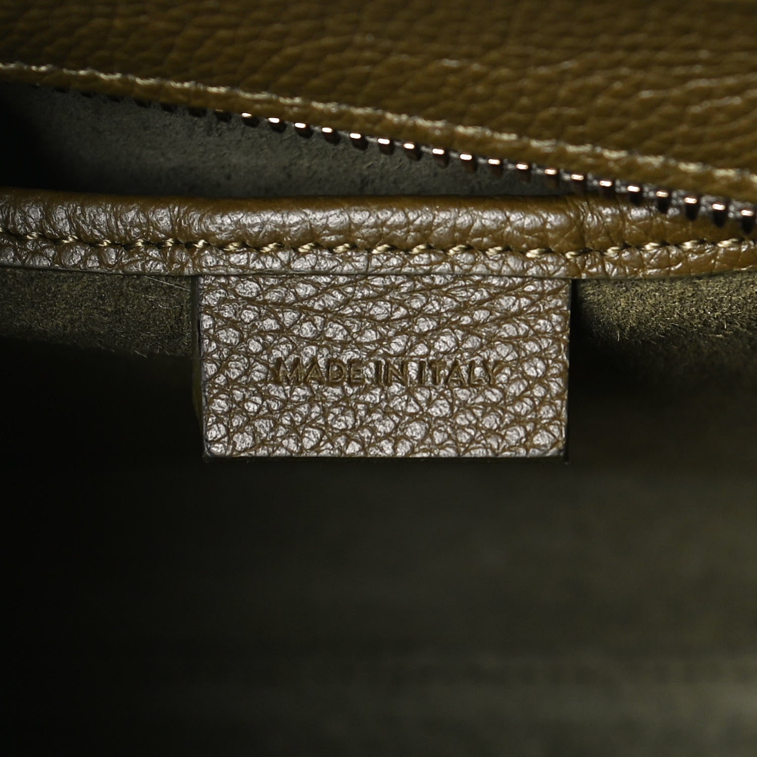 Celine Drummed Calfskin Nano Luggage Dark Olive 6 of 13