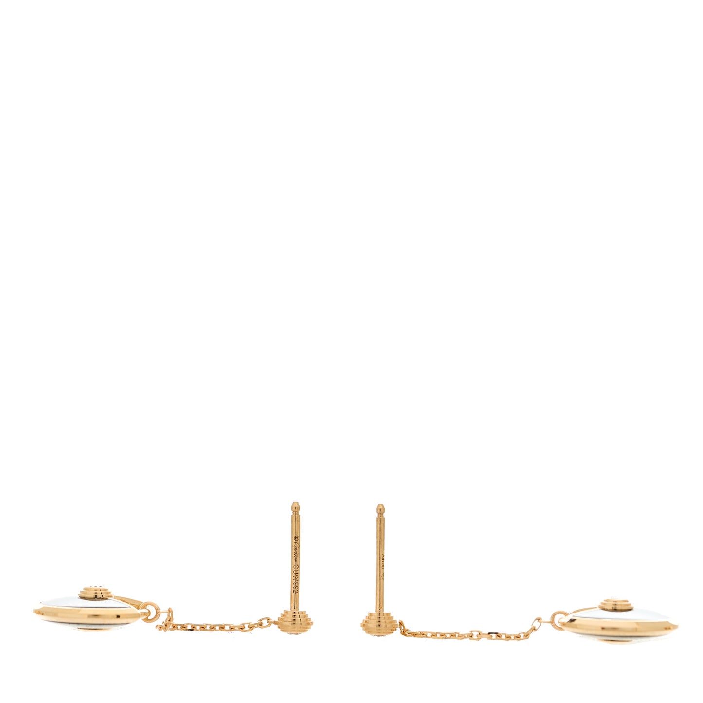 18K Pink Gold Diamond Black Onyx Amulette de Cartier Drop Earrings