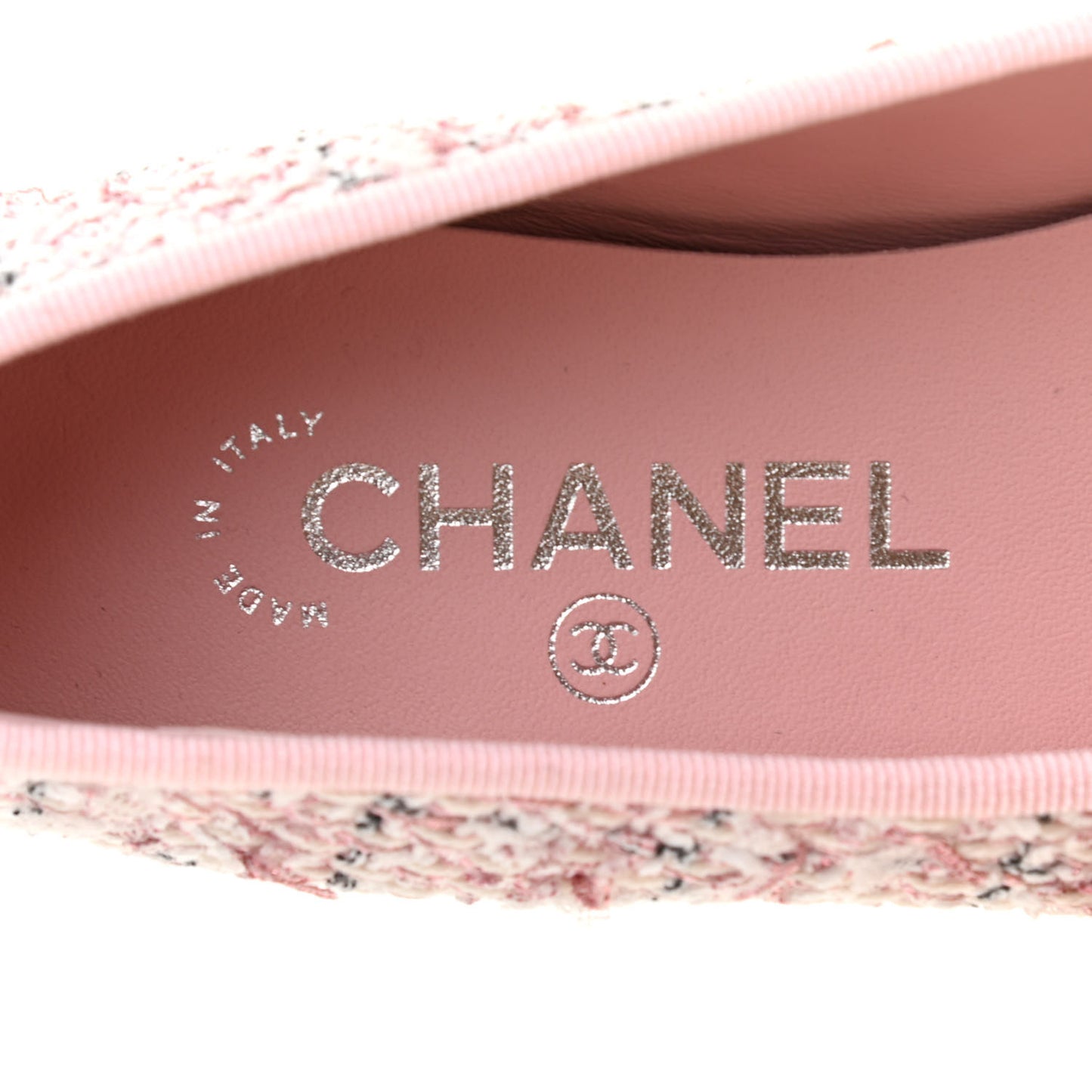 Tweed Grosgrain Cap Toe Ballerina Flats 36 Pink Black