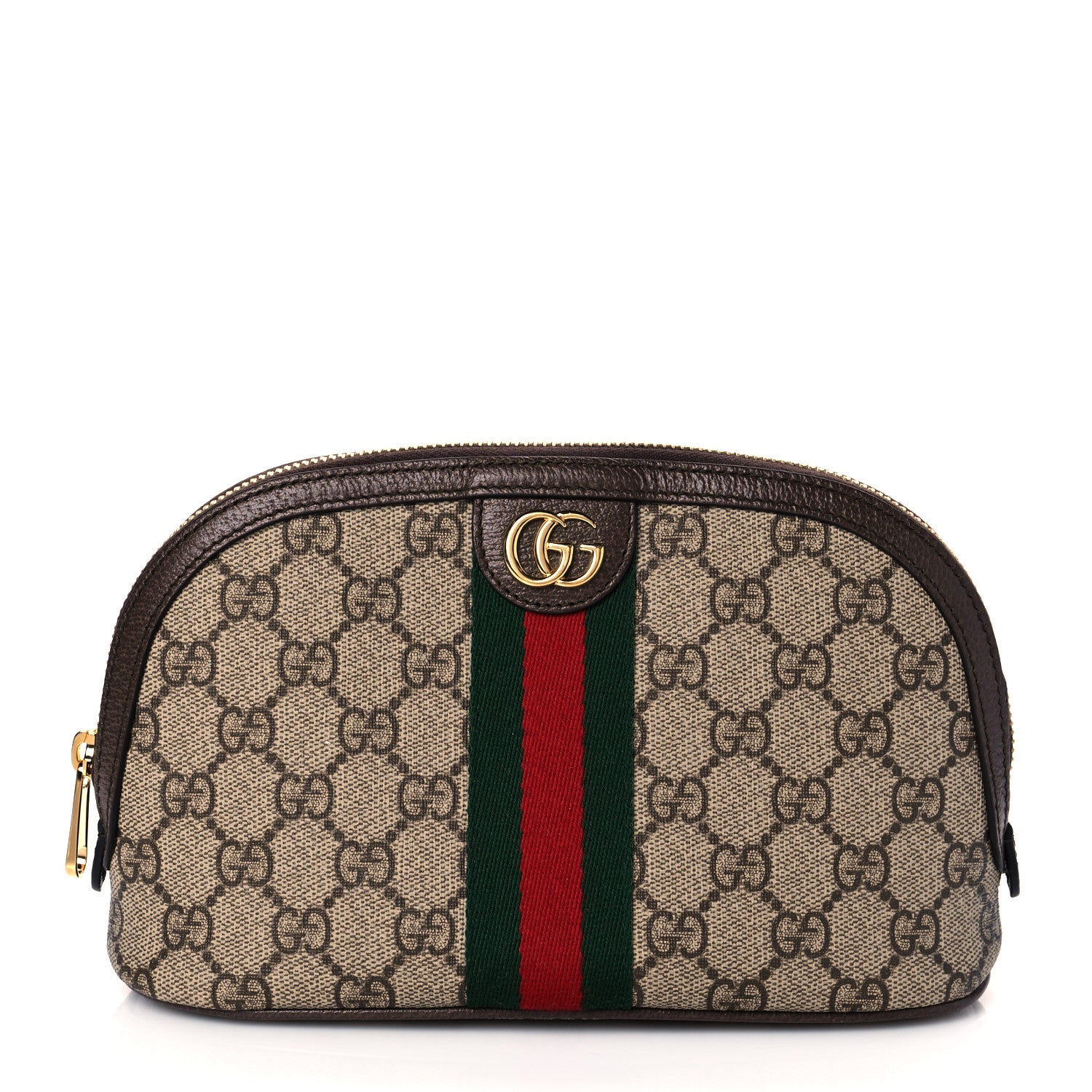 Gucci GG Supreme Monogram Textured Calfskin Web Large Ophidia Cosmetic Case Beige Ebony New Acero 1 of 9