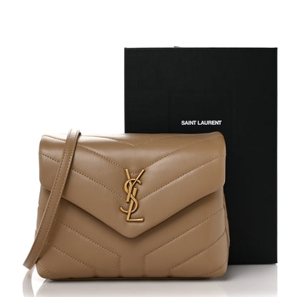 Saint Laurent Calfskin Y Quilted Monogram Toy Loulou Crossbody Bag Dark Beige 10 of 10