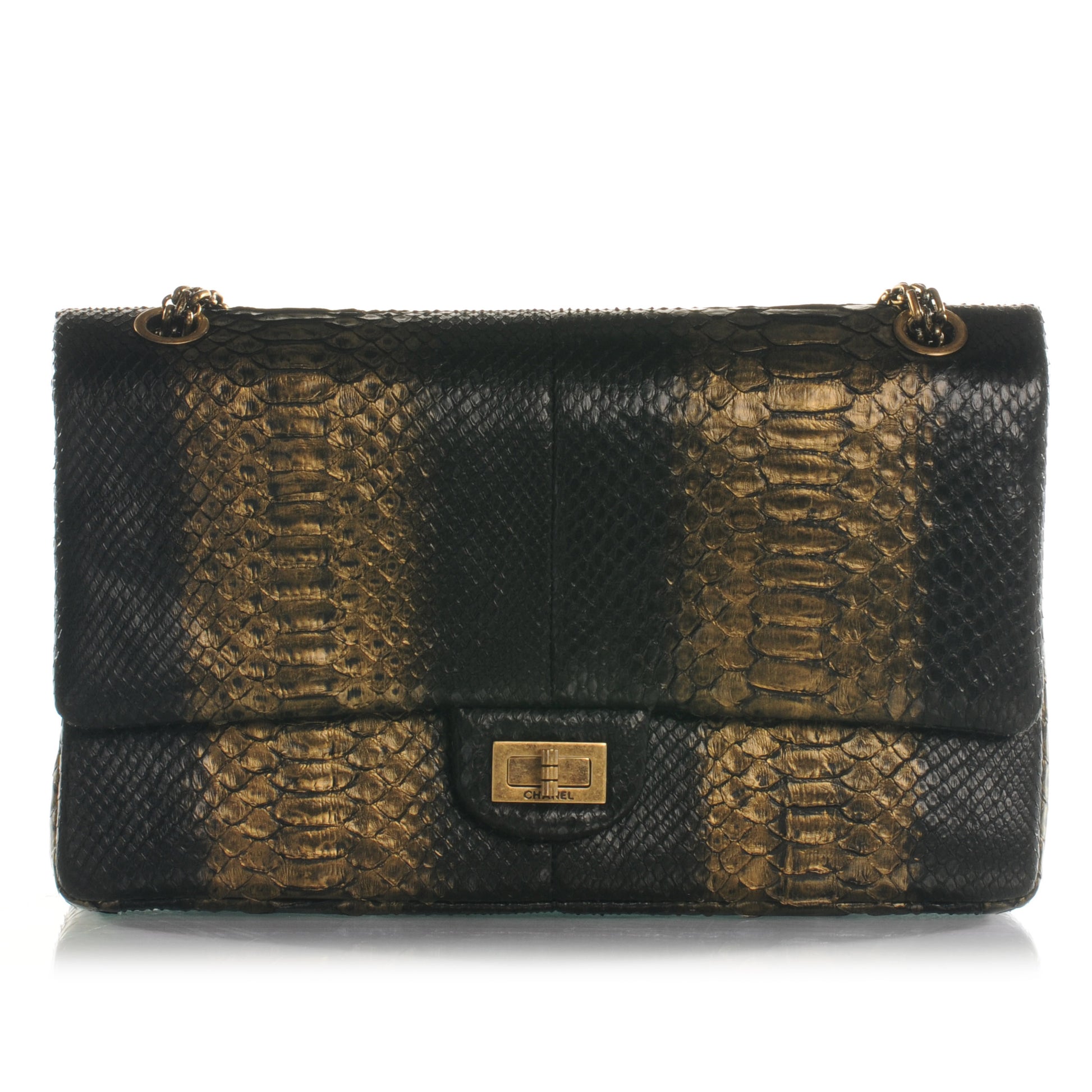 Chanel Python 2.55 Reissue 226 Flap Black Gold 1 of 7